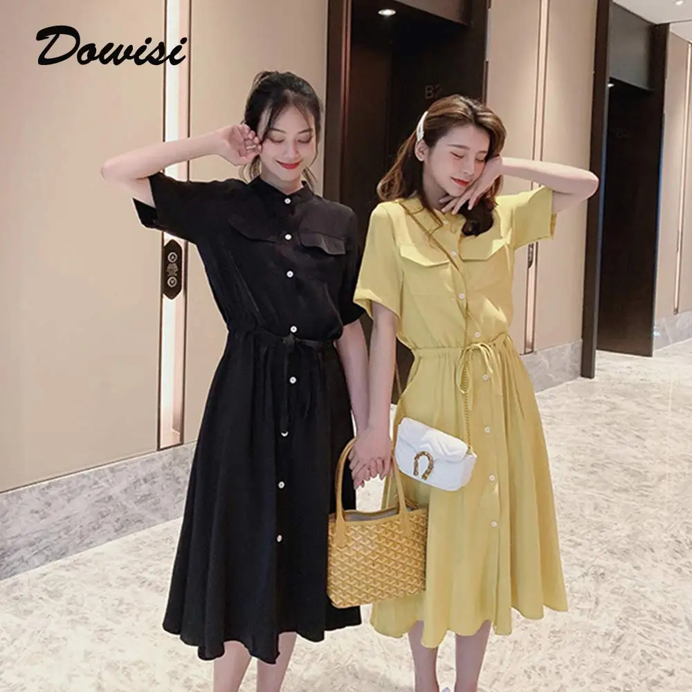 

Dowisi Korean Style Dress Summer Short Sleeve Clothes Elegent Women Slim Dress for Ladies 2019 Best Friends Blouse Dresses Robe