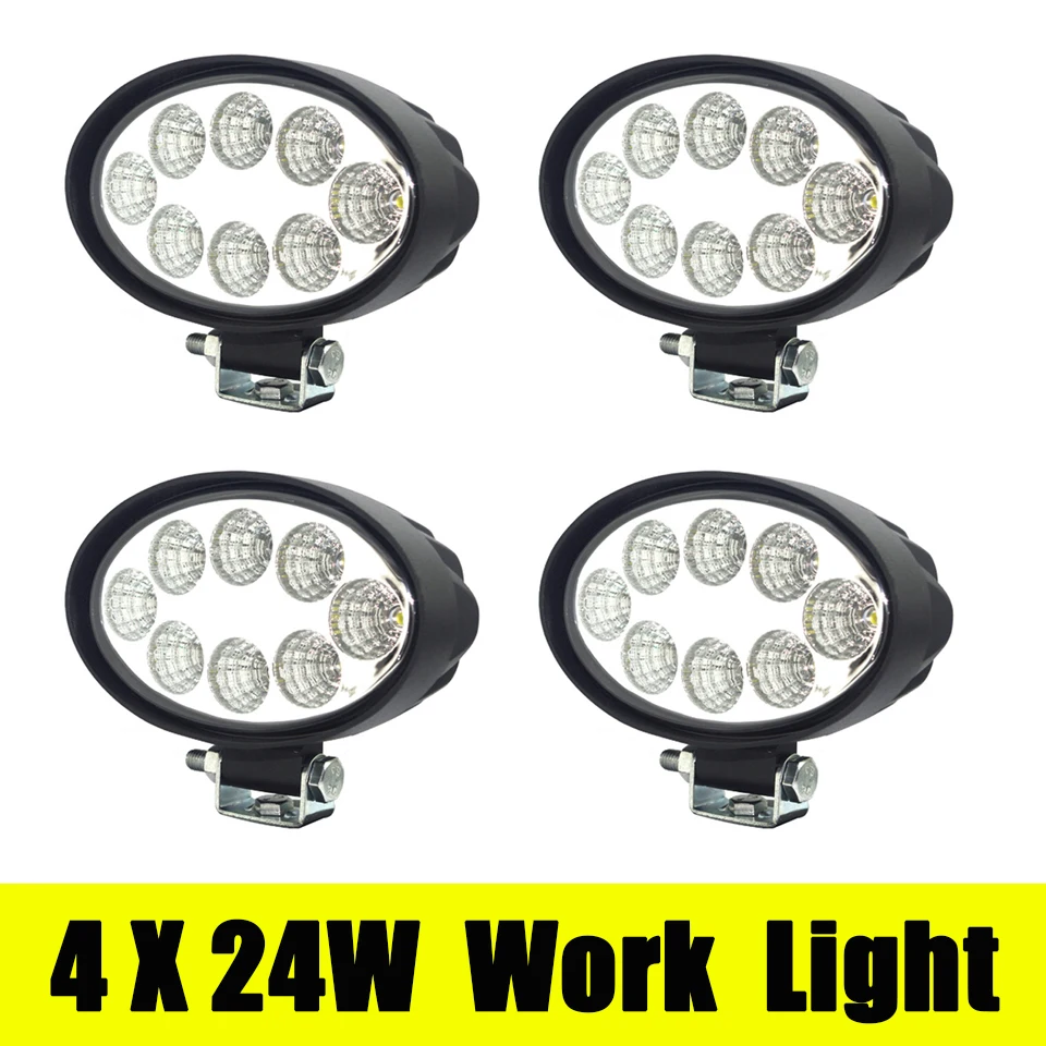 

4pcs 24W Oval LED Light Bar Work Light 6000K Off Road 4x4 Driving Light 12V Fog Light for Tractor Truck Boat UTV SUV Lamps