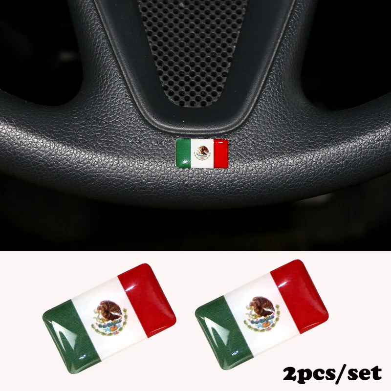

2pcs/set Steering wheel 3D Epoxy Car Styling fit for Kia rio ceed sportage flip Shield Flag Car Sticker Mexico National Emblem