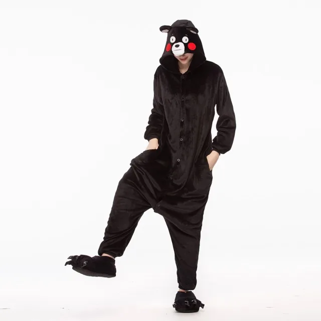 Для взрослых Аниме Хэллоуин косплей Единорог Костюм кигуруми мягкий забавный комбинезон женские костюмы мультфильм животных пижамы Ститч зима - Цвет: mc0849 black bear