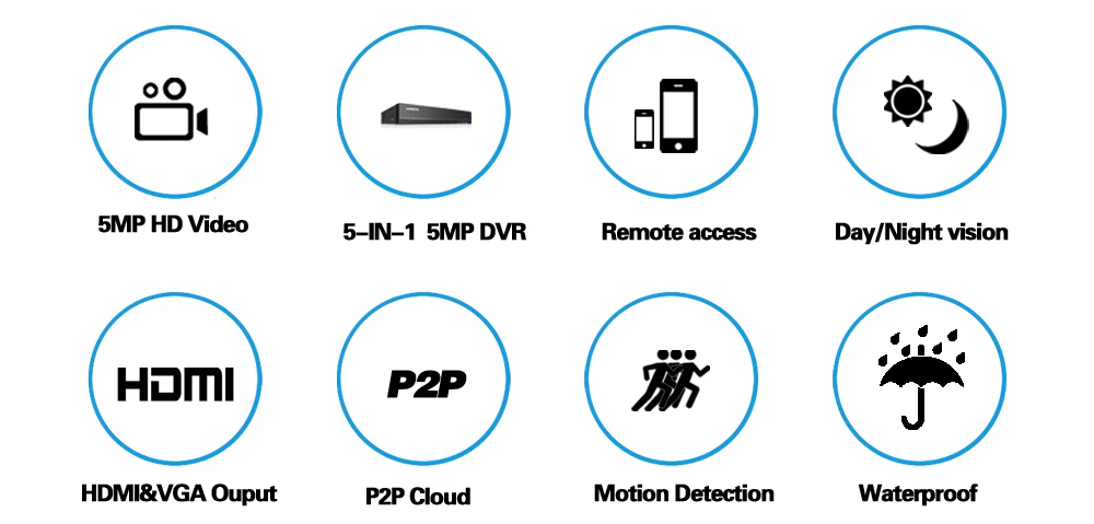 HD 5MP H.265 видео наблюдения 8 камера s комплект камеры безопасности для CCTV Крытый Открытый камеры безопасности системы AHD камера DVR P2P