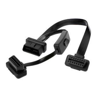 

16 Pin OBD2 Y Splitter with Switch Male To Double Female 2 in 1 Extension Cable