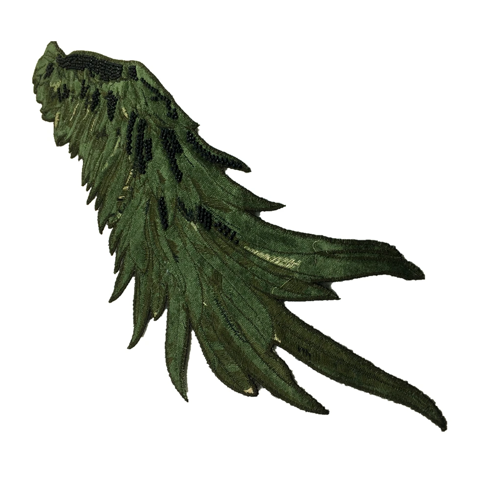 Большие крылья бархатные патч вышитые бисером аппликация в готическом стиле, с аппликацией в виде нашивки для Костюмы Parches Bordados Ropa зеленый AC1102