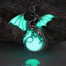 Game of Throne dragon Punk Luminous Dragon Pendants & Necklaces GLOW in the DARK dragon amulet Sweater Chain Gift ancient