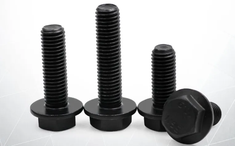 

1pcs/lot M16*50-35 M14*50-35 M12*60-25 M10*50-20 external hex flat head washer screw for car black carbon steel flange bolts 362