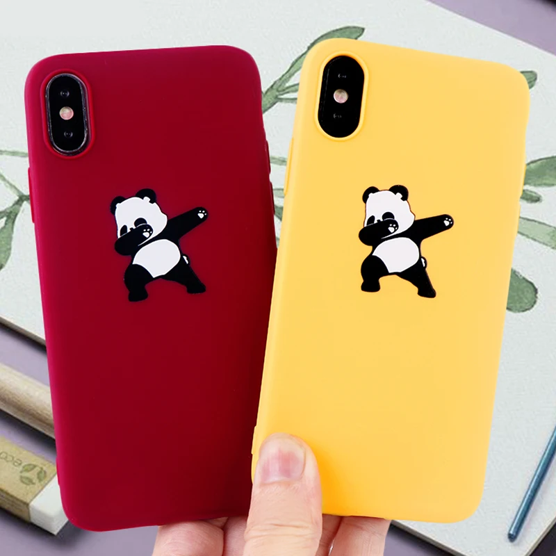 Модный чехол для телефона s IPhone X XS MAX XR 8 7 6 Plus panda free hug мягкий силиконовый