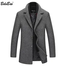 BOLUBAO зимние Брендовые мужские шерстяные пальто Новые мужские с однотонный шарф повседневные шерстяные пальто высокого качества шерстяные пальто