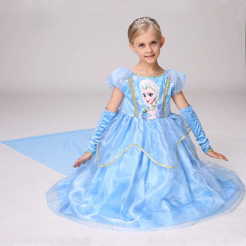 

New Style Elsa Girl Dress Kids Dresses For Girls Baby Girl Dress Frocks Elbise/Reine Des Neiges Disfraz Infatil/Vstido