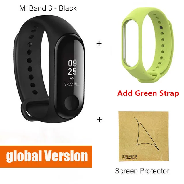 Xiaomi mi Band 3 Smart Sport band 0,78 дюймов OLED mi Band 3 Частота сердечных сокращений 5ATM водонепроницаемый sms-дисплей Bluetooth 4,2 браслет mi Band 3 - Цвет: global add green