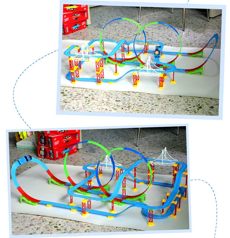 Трек Многослойные горки поезд игрушки DIY Строительство Модель игрушки автомобиля игрушки для детей, Крытый электрические игрушки для