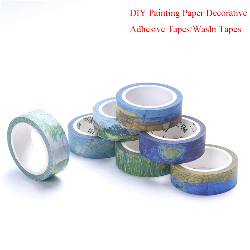 

7 Styles Creative Art Painting Paper Washi Tape Decorative Adhesive Tape DIY Scrapbooking Stationery Sticker Label Masking Tape