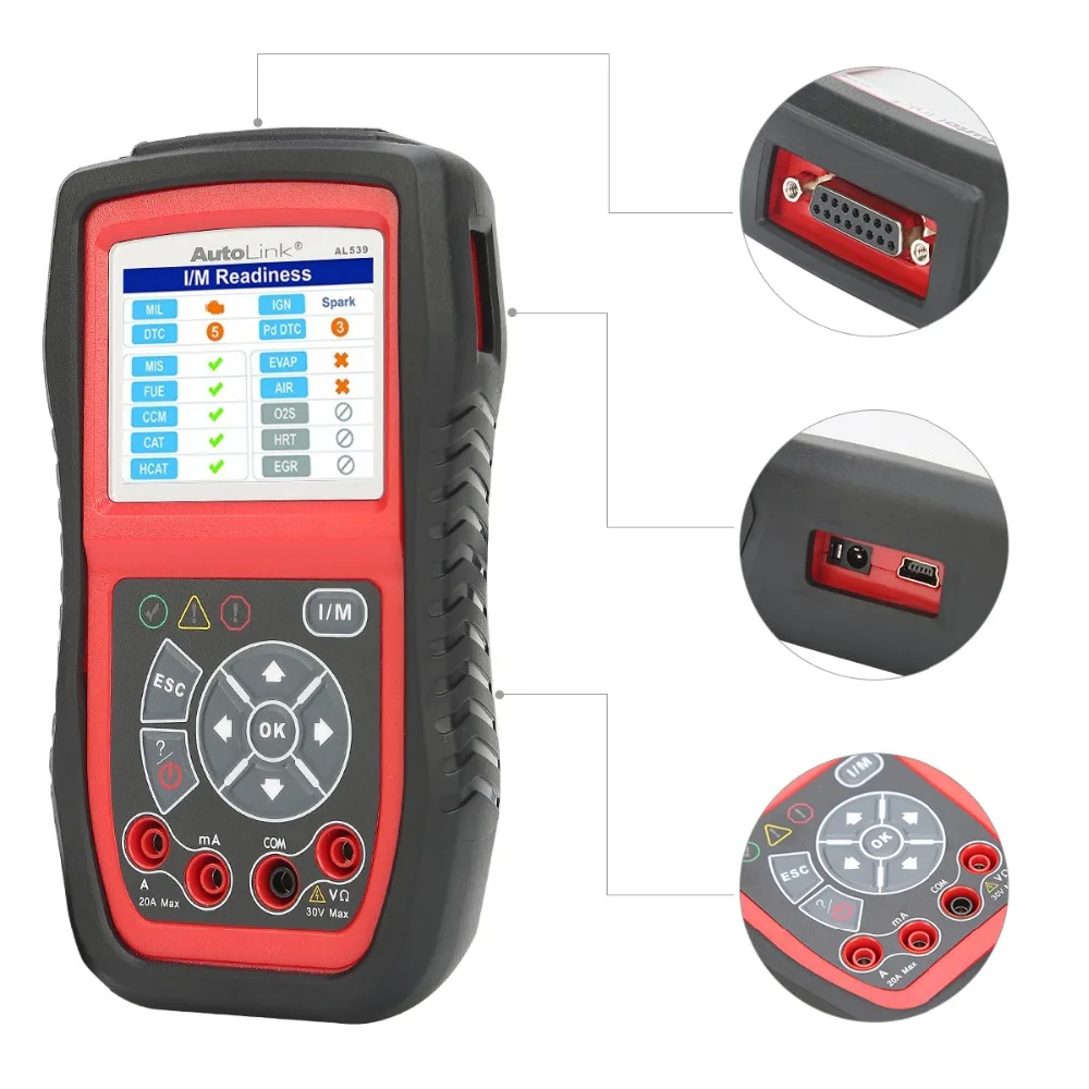 cheap car inspection equipment Autel AutoLink AL539 OBD2 Scanner LED AVOmeter Auto Code Reader Electrical Voltage Test AVO Meter Battery Tester Free Update buy car inspection equipment