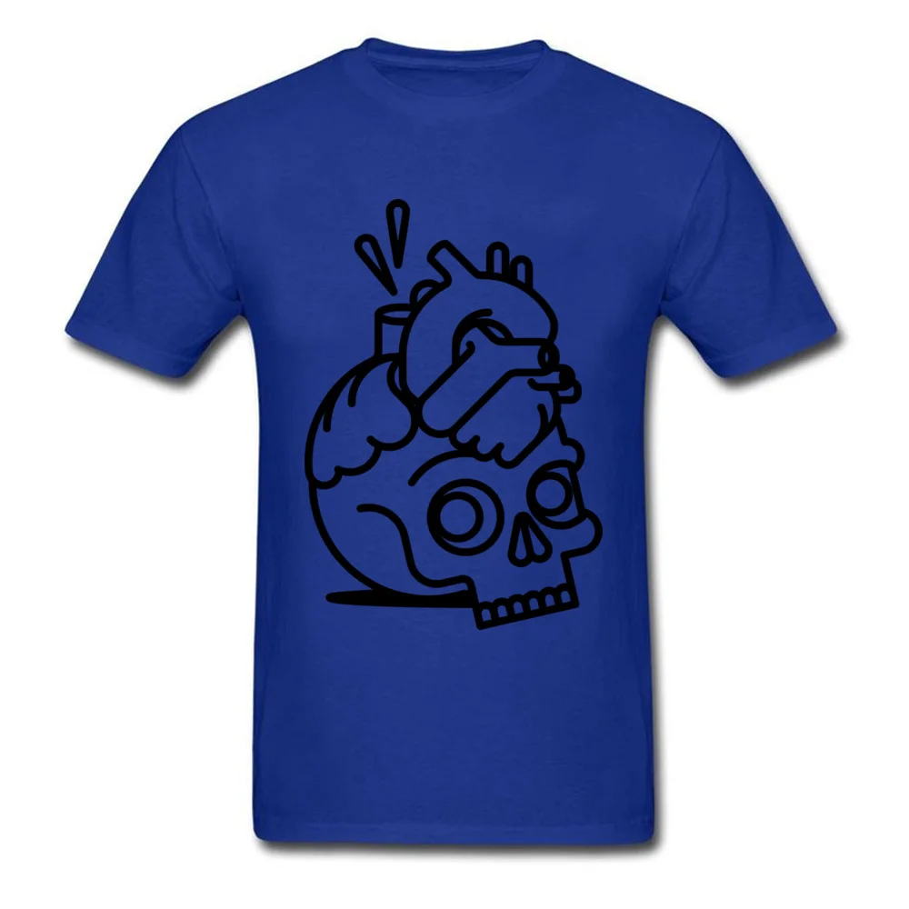 Skull Heart Men On Sale Group Tops T Shirt O Neck Lovers Day All Cotton T-shirts Casual Short Sleeve Sweatshirts Skull Heart blue