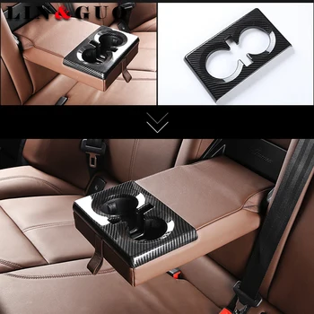

Car accessories Carbon fiber Rear Row Cup Holder Frame Cover Trim Auto Interior For Alfa Romeo Stelvio Car styling