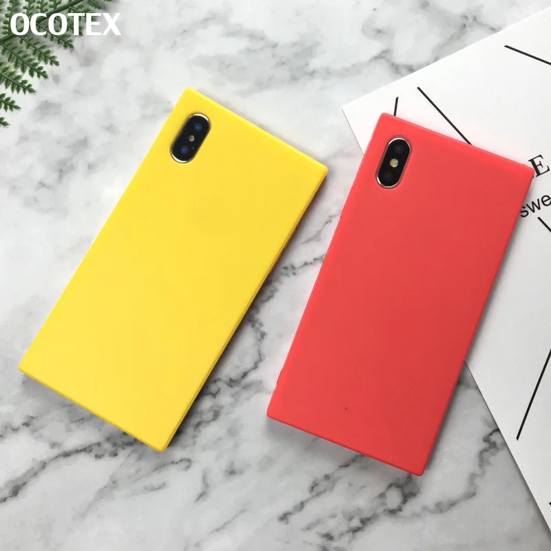 

Phone Case For iphone 6 6s 7 8 Plus Candy Color Soft Silicone TPU Matte Back Cover For iPhone 6sPlus 7Plus X Fashion Square Capa