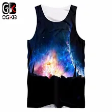 OGKB синий галактика пространство 3d для мужчин Бодибилдинг уличный жилет панк Singlet Стрингер нижняя рубашка без рукавов Мужская одежда Лето 5xl