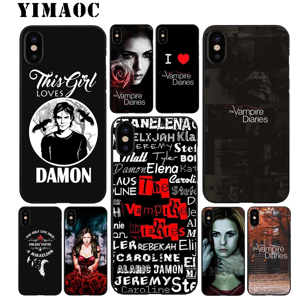 YIMAOC Дневники вампира Мягкий ТПУ Черный силиконовый чехол для iPhone X или 10 8 7 6 6S Plus 5