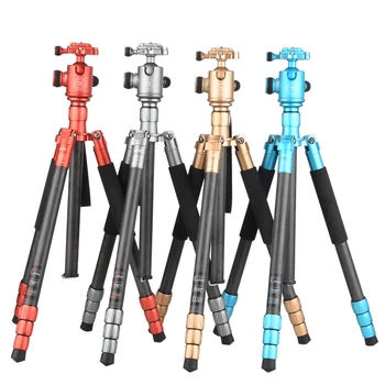 

QZSD Colorful Q868C carbon fiber Portable light Professional Travel Camera tripod Monopod with Detachable Ball Head