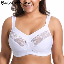 Женский бюстгальтер без подкладки с полным покрытием для поддержки фигуры размера плюс, без проволоки, кружевной минимайзер, бюстгальтер 36, 38, 40, 42, 44, 46, 48 C D DD, E F