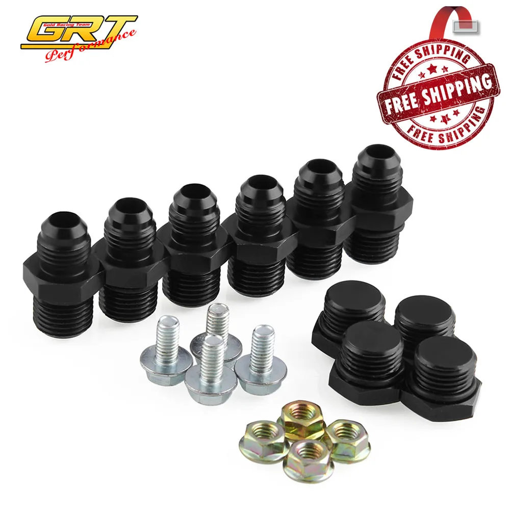 

Free shipping Aluminum AN6 Adapters Flare to M16*1.5+Head Plug kit for Oil Catch Can/Oil Cooler OCC035-Z-AN6