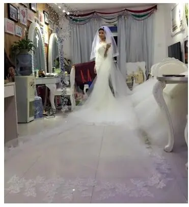 Фата свадебная с кружевом Белый/цвет слоновой кости длиной 5 м|ivory wedding veil|wedding veils