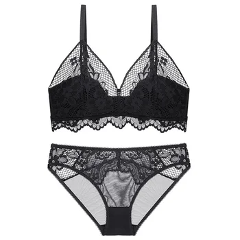 

2019 Cotton Thin Screw Thread Push Up Bra Set Japanese Lingerie Set beauty back Women Bra Panties Set Comfort Underwear