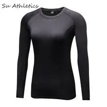 Гимнастическое Йога Велоспорт Топ быстро сухой Для женщин сжатия База Слои Tight футболка