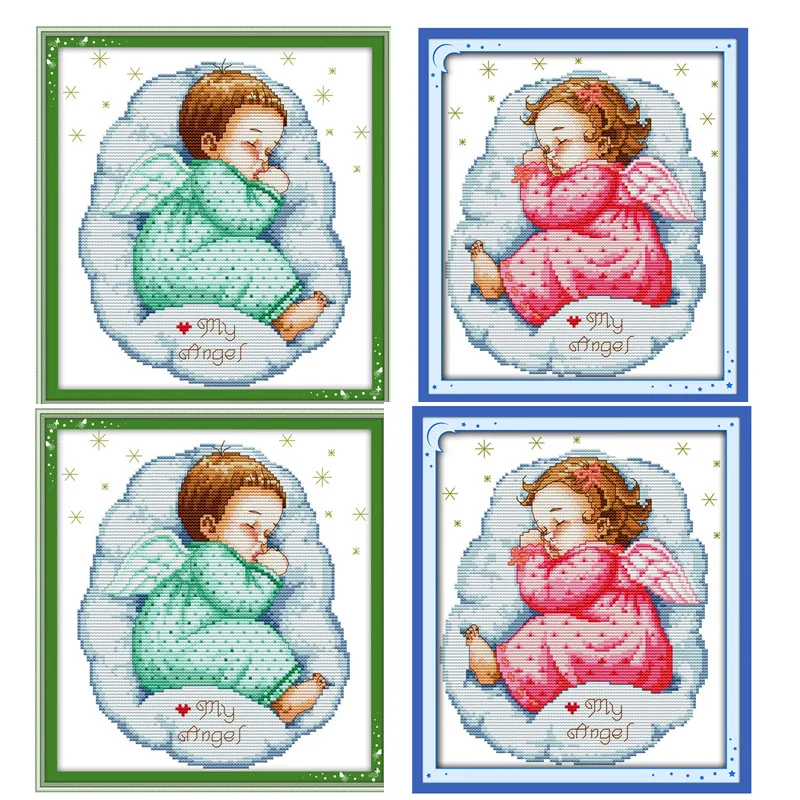 

Asleep Angel Baby (1) (boy) counted printed on the canvas DMC 14CT 11CT Cross Stitch Sets embroidery needlework kits Home Decor