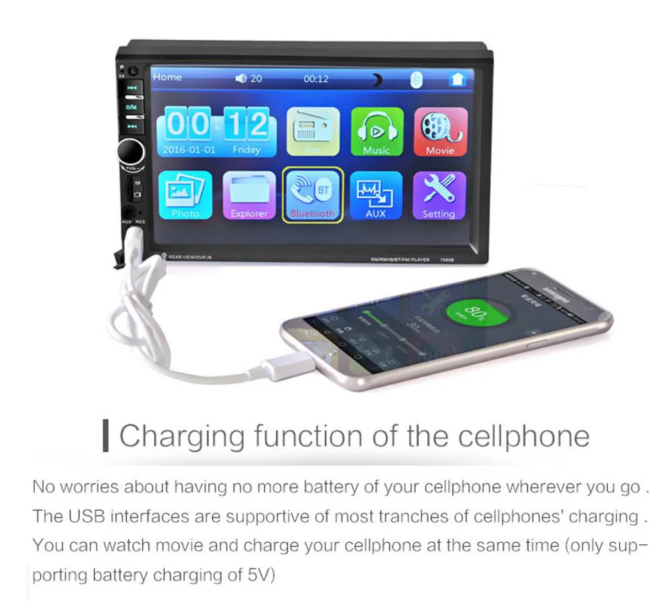 2017 New 7060B 7 inch Bluetooth Vehicle Auto Car MP5 Video Player In