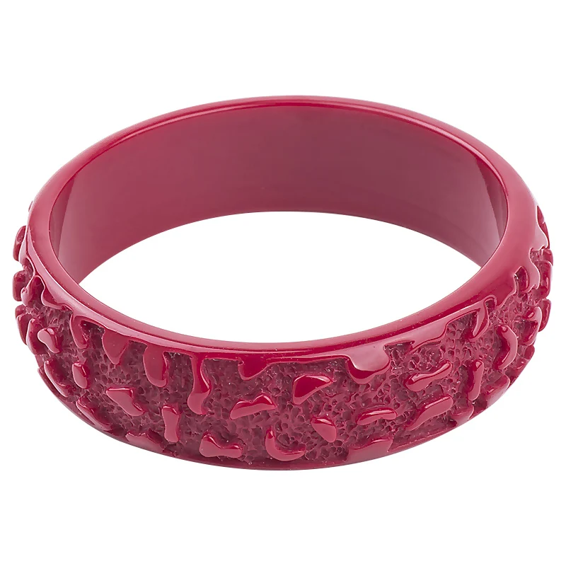 Trendy Resin Cuff Engraved Bracelets Bangles for Women New Fashion Acrylic Round Wide Bracelet Female Simple Charm Party Jewelry (2)