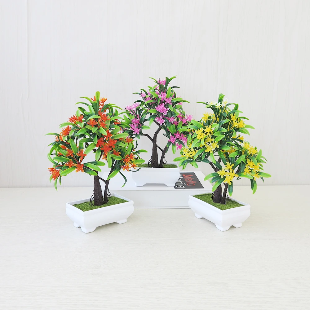 Приветствуя бонсай-сосна Моделирование декоративные искусственные цветы зеленый горшок растения для вечерние Таблица декора дома