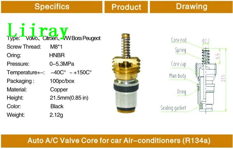 

AUTO AC AIR CONDITIONER VALVE CORE / NIPPLE HEAD FOR VOLVO PUEGEOT CITROEN VW BORA