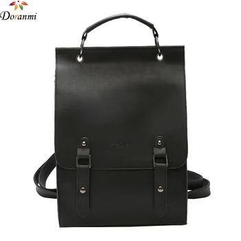 

DORANMI Solid PU Leather Schoolbag Traveling Backpack Large Capacity Daypack Laptop Bags School Bag Shoulder Backpacks SJB116