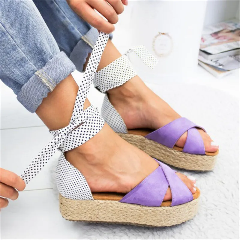 

MoneRffi Sandalias Mujer 2019 New Ruffles Shoes Woman Cross Bandage Sandals Summer Shoes Flats Lace-up Ankle Strap Women Sandals