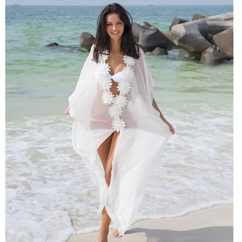 Пляжная накидка цветочный женский летний купальный Чехол для костюмов Пляжная накидка купальный костюм пляжное платье