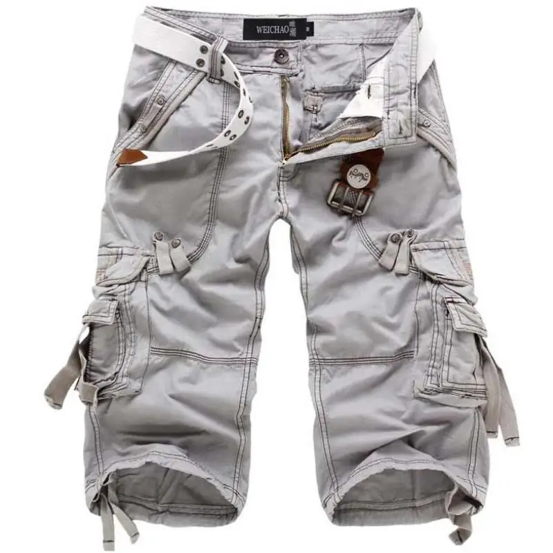 

New Brand Summer Camouflage Loose Cargo Shorts Men Solid Summer Short Pants Homme Cargo Shorts 5 Colors Plus Size 29-38
