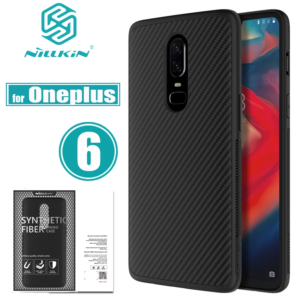 

Oneplus 6 Case One Plus 6 Cover Nillkin Synthetic Carbon Fiber PP Plastic with Magnetic Phone Bag Back Cases for Oneplus 6 A6000
