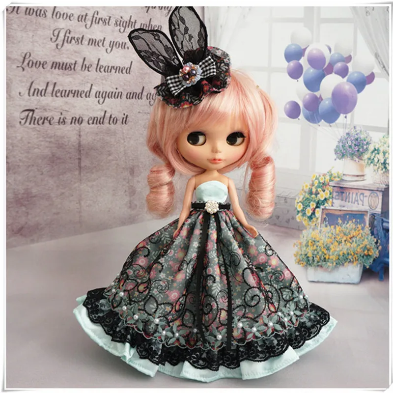 

Clothes For 1/6 Blyth Doll Mint Green Strapless Dress With Lovely Headwear For Pullip, Licca, Azone 1/6 Doll Accessories