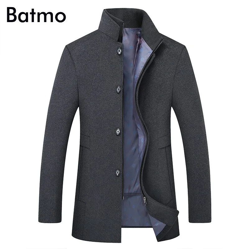 

BATMO 2019 new arrival winter high quality wool thicked trench coat men,men's gray wool jackets ,plus-size M-6XL,1818