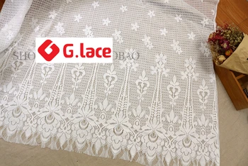

GLace 3M/Lot Wide1.5M High quality black and white eyelash lace fabric DIY tablecloth clothing skirt dress sewing material TX376