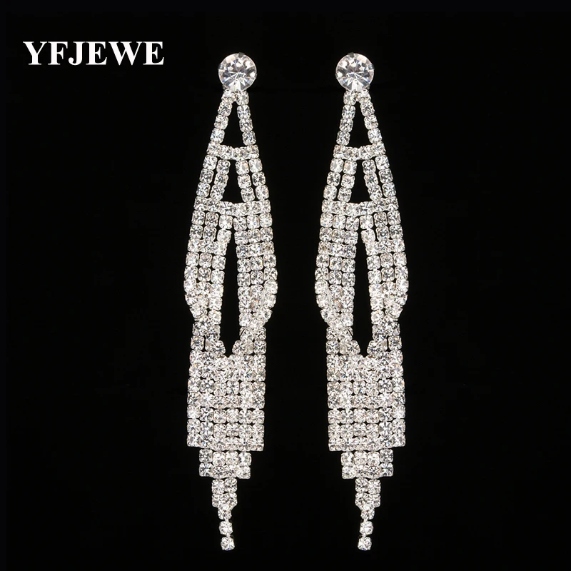 YFJEWE New Design Full Crystal Elegant Costume Jewelry Earrings Female