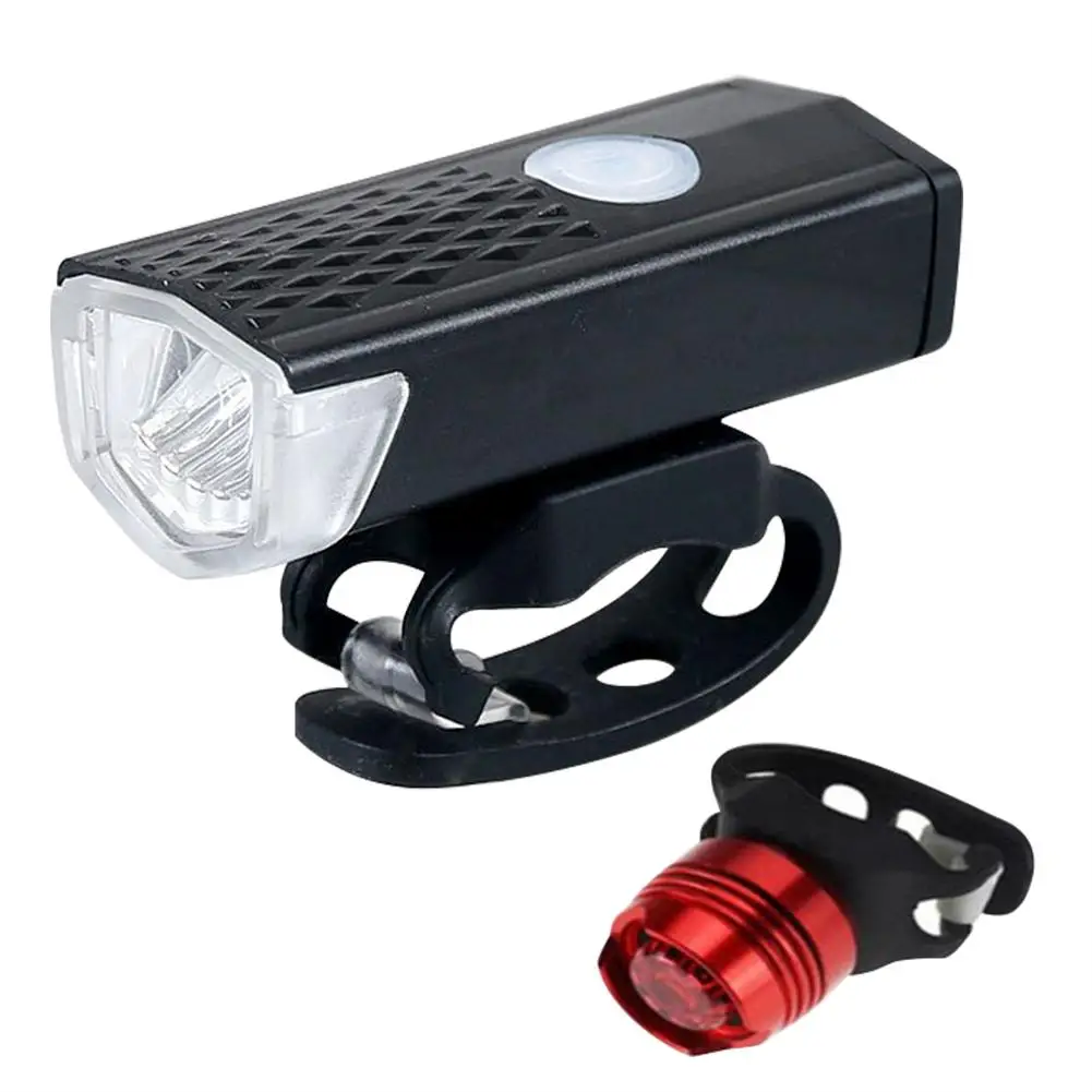 

100% Brand New And High Quality Mountain Bike USB Water Resistant Bike Light Headlight Taillight LED Bike Light Set