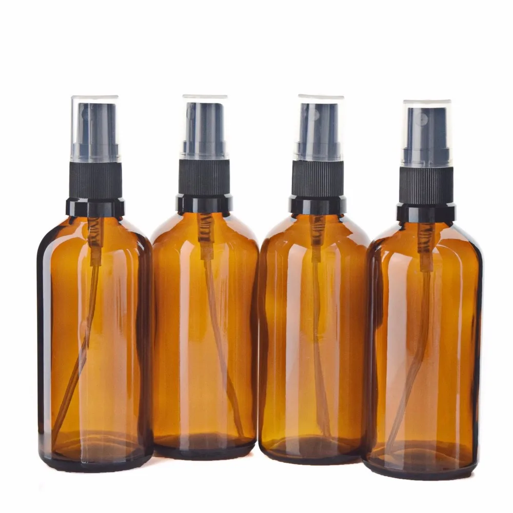 4 X 100ml Empty Amber Glass Aromatherapy Spray Bottles ...