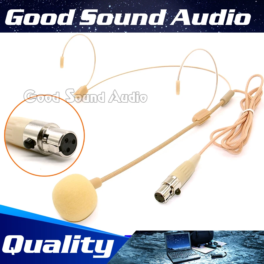 البيج ta3f xlr 3 دبوس موصل سماعة headworn ميكروفون الأذن هوك رئيس ميكروفون المكثف ل سامسون الجسم حزمة الارسال