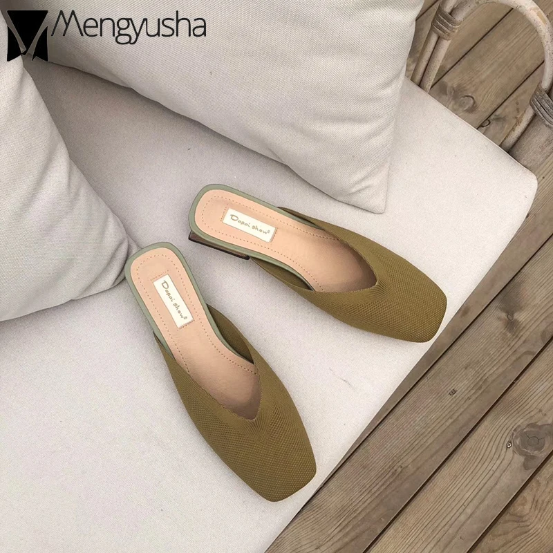 Знаменитый дизайн трикотажные pantuflas femme брендовые шлепанцы без застежки женские