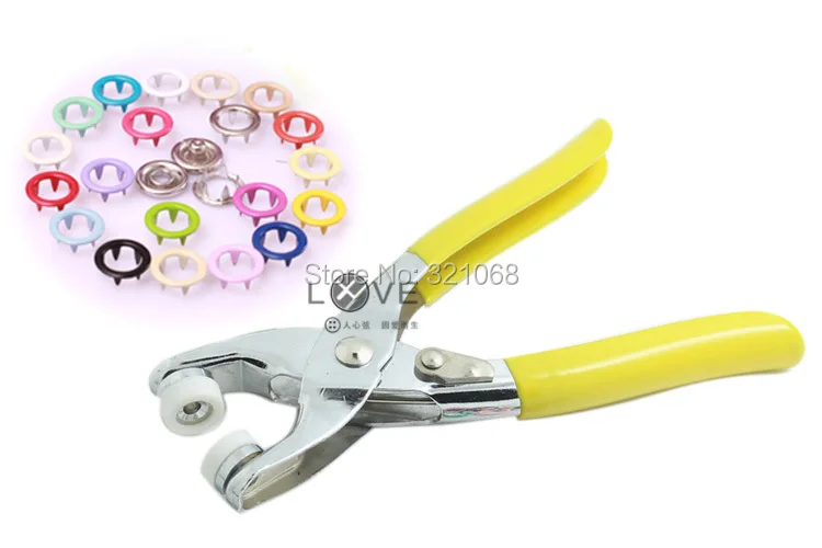 200 sets of 9.5 MM hollow color buckle metal snap button with five claws 20 color + installation tools pliers