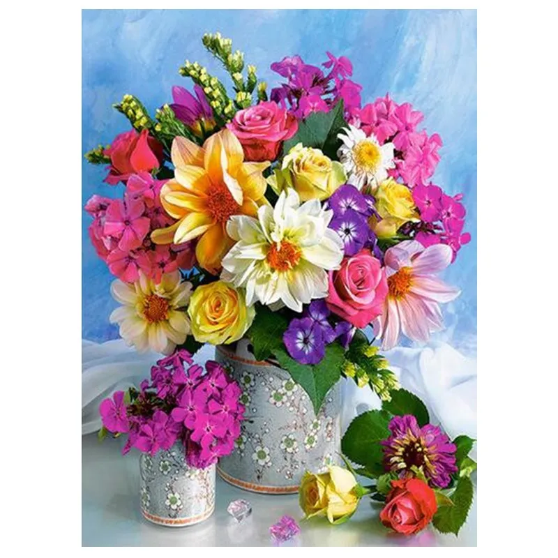 

5D Diy Diamond Flower Diamond Embroidered Diamond Wall Sticker Vase Home Decor Cross Stitch Custom Photo and Drop Shipping