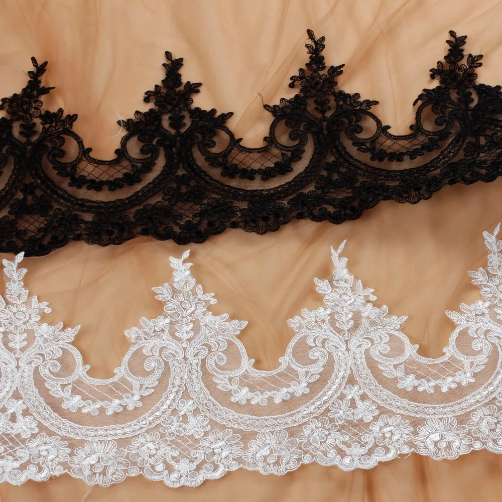 7yards black/off white cord Bilateral lace trim gorgeous lace trim for