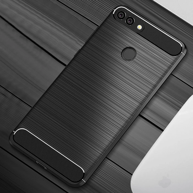 Чехол для Huawei Y9 2018 противоударный бампер из углеродного волокна Y 9 мягкий тонкий