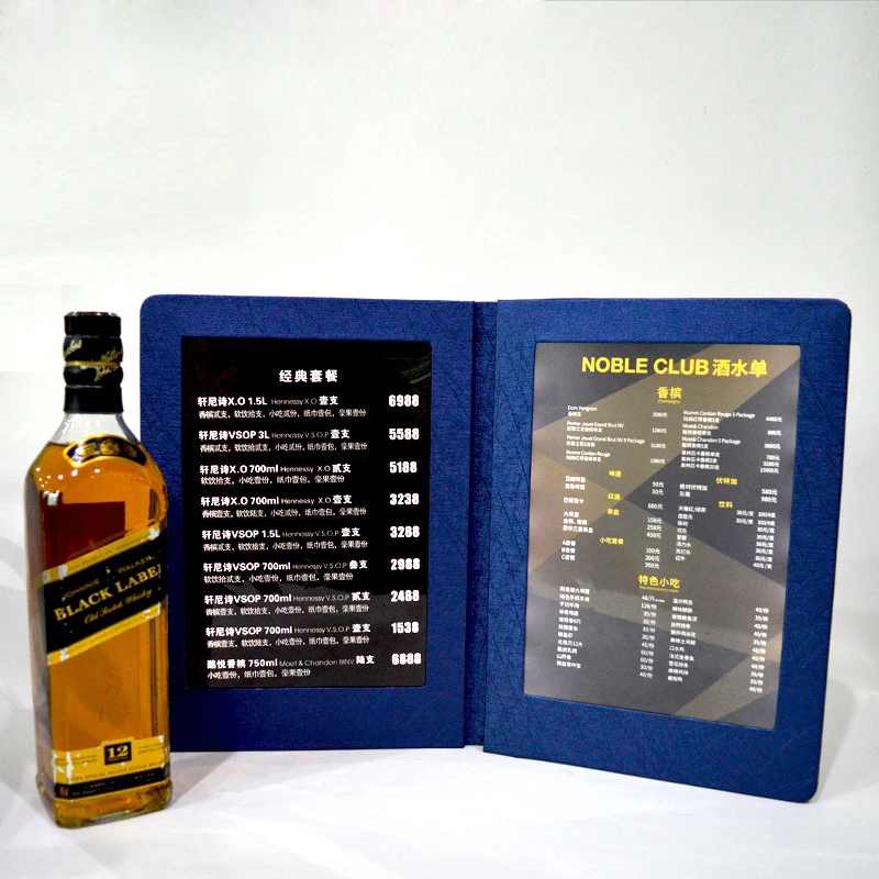 

LED luminous White Light Menu ABS Plastic Restaurants KTV Bars and Other Places of Leisure and Entertainment Liquor Card Leather